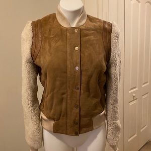 UGG Shearling Leather & Wool Bomber Jacket